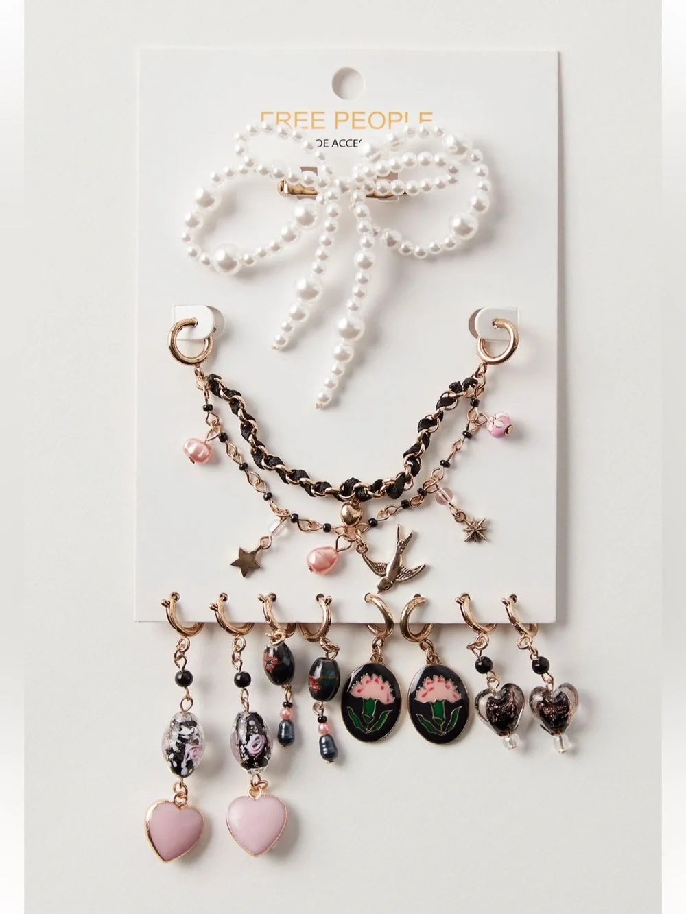 NWT Free People Maxx-ed Out Shoe Charm Pack Black Heart